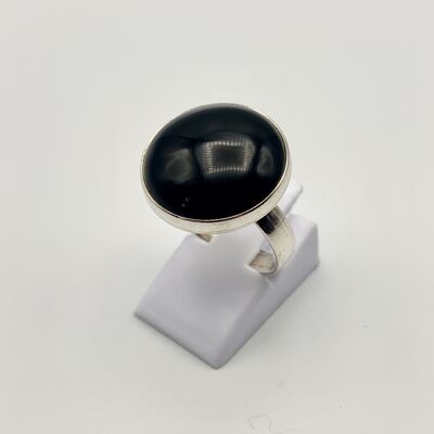 Silver ring with a 18mm Onyx
