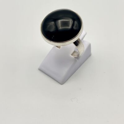 Silberring mit einem 18 mm Onyx
