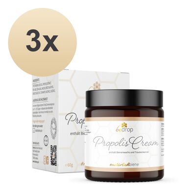 Advantage set : 3x Propolis Cream - crème de propolis à haute dose avec cire d'abeille et huile de pépins de raisin dans un ensemble de 3