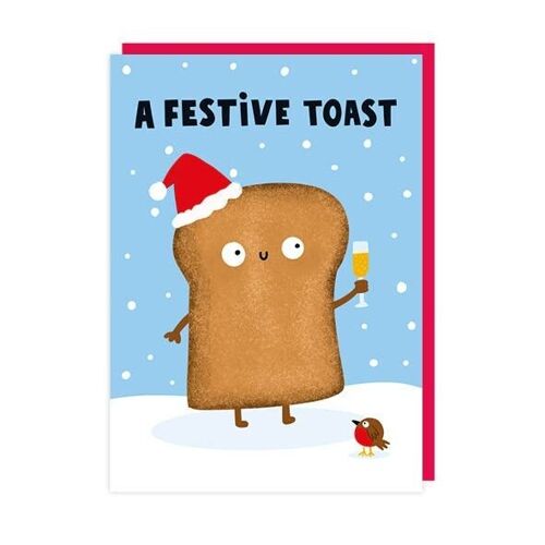 Festive Toast Christmas Card Pack of 6