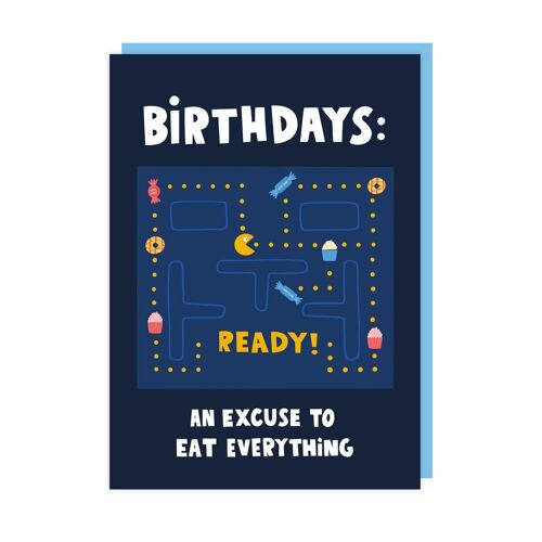 Pacman Birthday Card Pack of 6