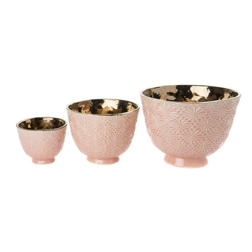 S/3 CACHE POTS ROSE ET OR