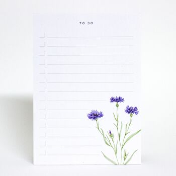 Bloc-notes 'To Do' DIN A6 | 50 feuilles | avec bleuets aquarelles | écologique 1