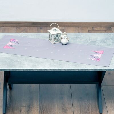 Pink Christmas Tree Embroidery DIY Table Runner Kit, 35 x 95 cm