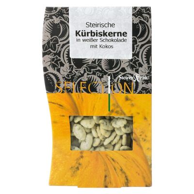 Steirische Kürbiskerne weiße Schokolade mit Kokos, Selection