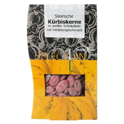 Steirische Kürbiskerne weiße Schokolade mit Himbeere, Selection