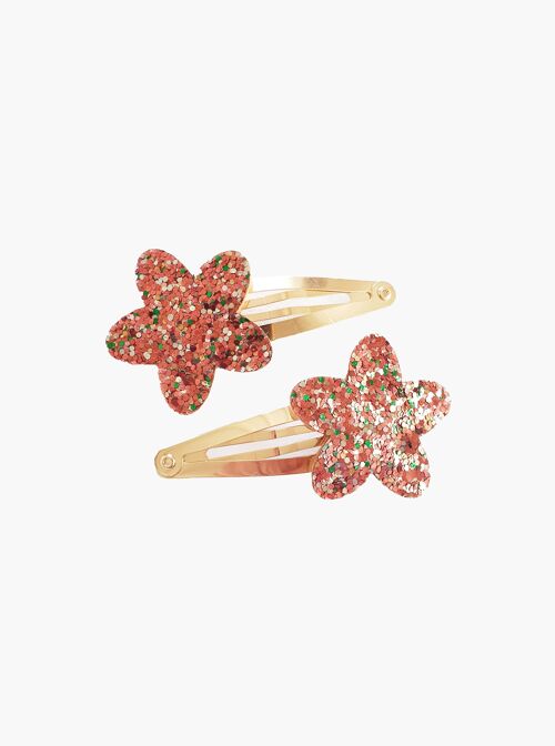 Barrettes étoiles paillettes - Lot de 2 - rose