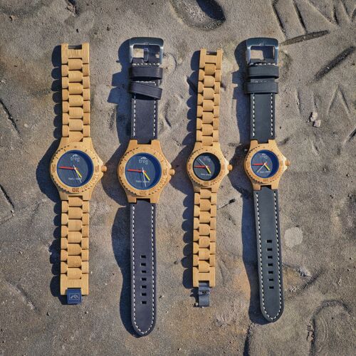 NALU Small Bamboo Watch Limited Edition Slate - Leather Strap