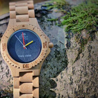 NALU Large Bamboo Watch Limited Edition Slate - Bamboo Strap