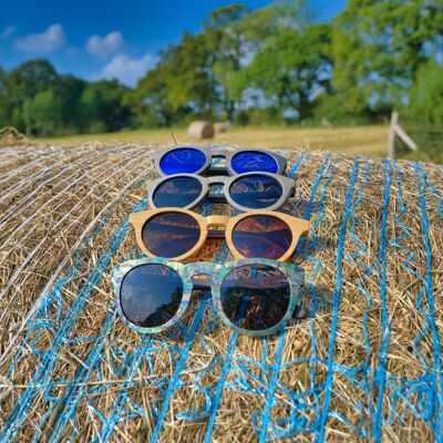 Gafas de sol de mezclilla reciclada Rivington/lente gris de Treeless Products Reino Unido