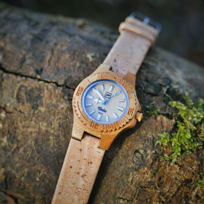 NALU Petite montre en bambou/bracelet en liège naturel par Treeless Products