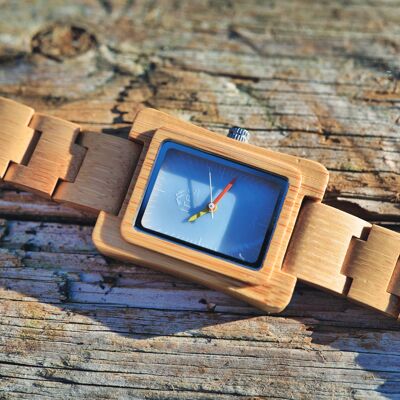 Coral Blue Face Bamboo Watch/Bamboo Strap von Treeless Products