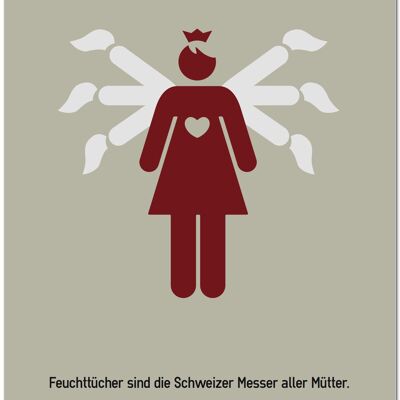 Cartolina "Le salviette umidificate sono i coltellini svizzeri"