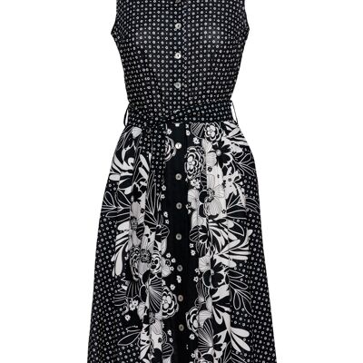 Robe noire imprimée avec boutons