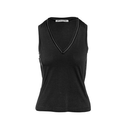 Black Zip Detail Sleeveless Top