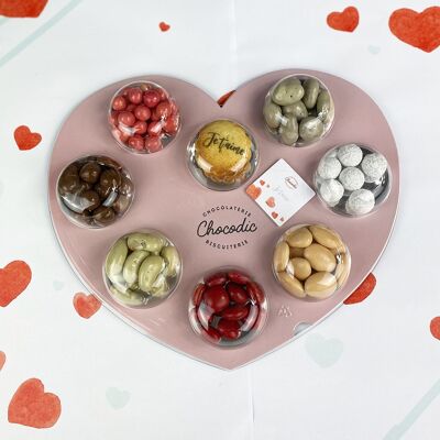 Chocodic - Herz Palettenbox 8 Spezialitäten - Schokoladenherz Valentinstag Oma Mama Großmuttertag