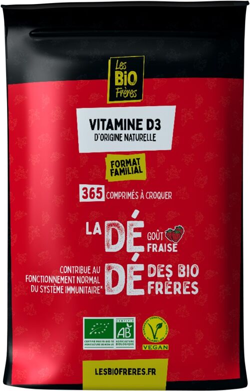 Pack 365 Dédé Fraise – Comprimés à croquer  – Vitamine D3