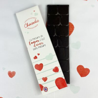 Chocodic - Tablette chocolat noir  73% de cacao - Chocolat Saint Valentin coeur