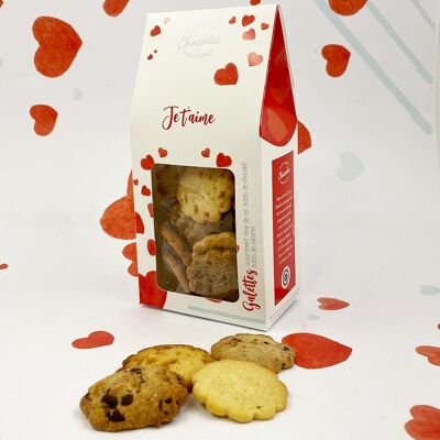 Chocodic - Caja de galletas de mantequilla Luna - Corazón de chocolate San Valentín