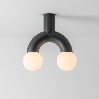 Charcoal Grey Tube Flush Ceiling Light