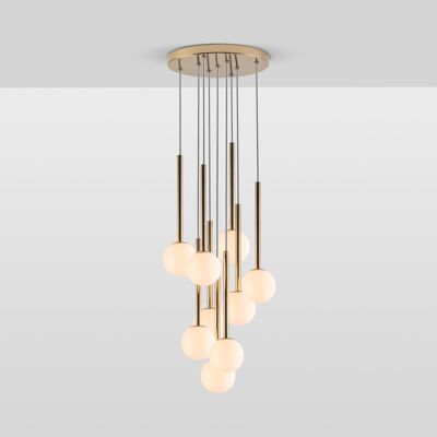 Opal Ball Cluster Ceiling Light in Brass