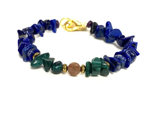 Bracelet gemstone Lapis Lazuli, Malachite and Crystal