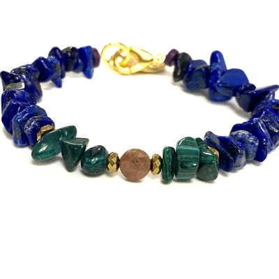 Armband Edelstein Lapislazuli, Malachit und Kristall