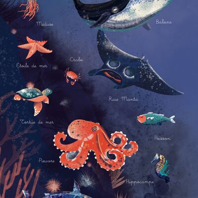 Cartel de los océanos de la infancia.