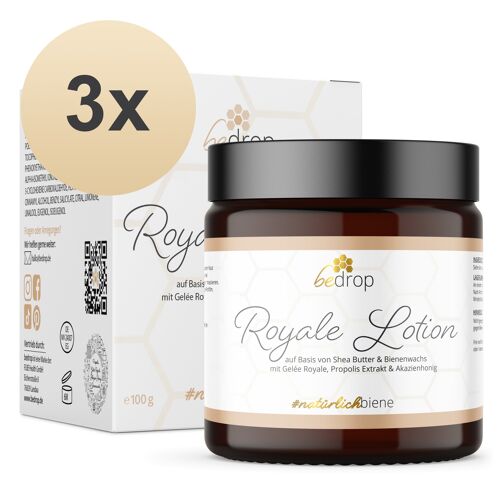 Vorteilsset: 3x Royale Lotion Bodylotion mit Gelée Royale, Sheabutter und Akazienhonig im 3er Set