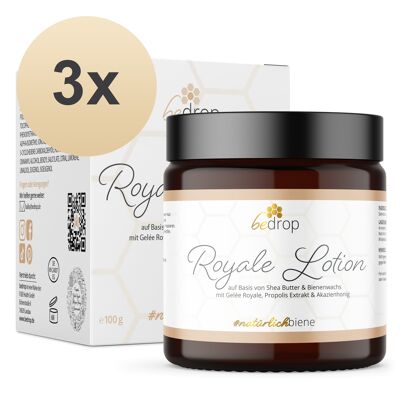 Set vantaggio: 3x Royale Lotion Lozione per il corpo con pappa reale, burro di karitè e miele d'acacia in un set da 3