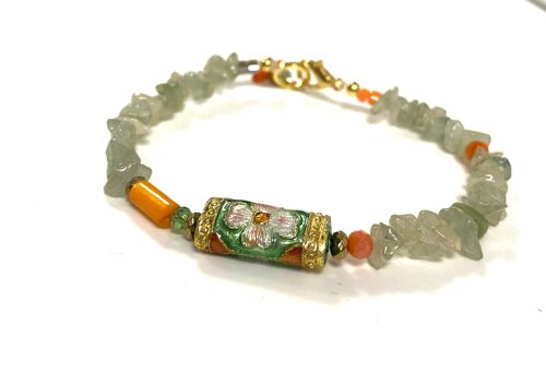 Bracelet gemstone Amazonite and flower bead