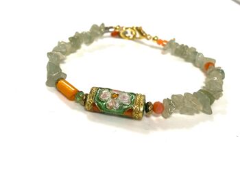 Bracelet pierre précieuse Amazonite et perle fleur 1
