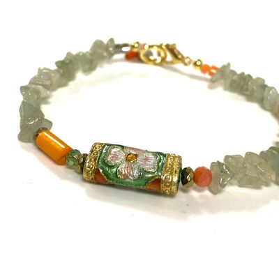 Bracelet gemstone Amazonite and flower bead