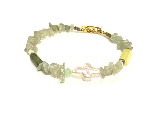 Bracelet gemstone Amazonite, Pearl