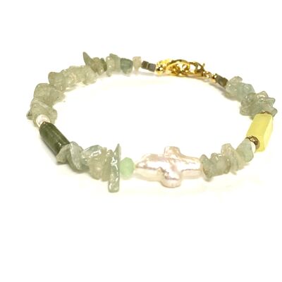 Bracelet gemstone Amazonite, Pearl