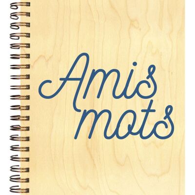 NOTEBOOK WITH WOODEN COVER FRIENDS WORDS