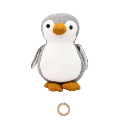 Caja de musica pinguino gris