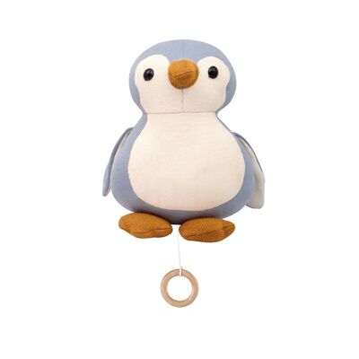 Boîte à musique pingouin bleu clair