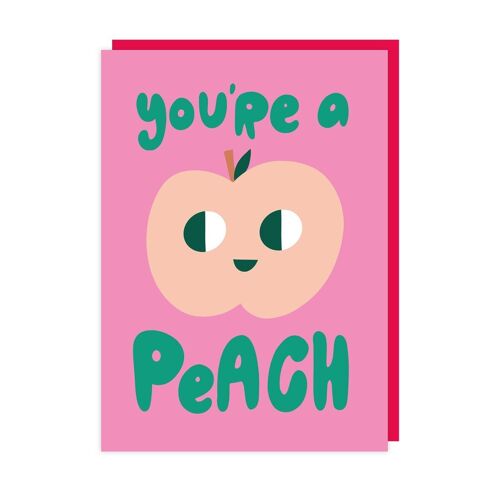 Peach Valentines Cards Pack of 6