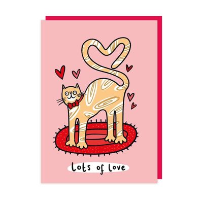 Paquete de 6 tarjetas de San Valentín con cola de gato