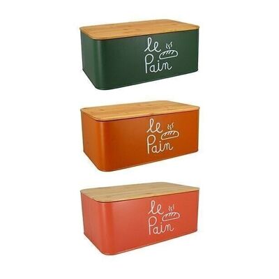 Bread box 30x18cm in carbon steel 3 assorted colors with lid