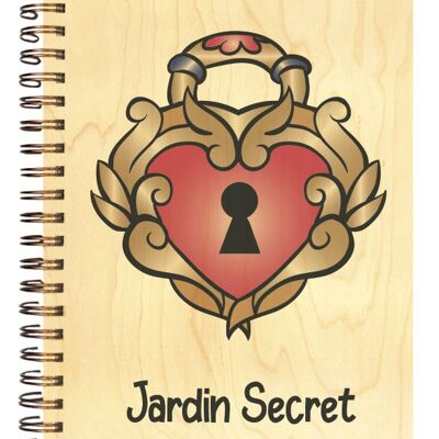 SECRET GARDEN NOTIZBUCH MIT HÖLZERNEM EINSCHLAG