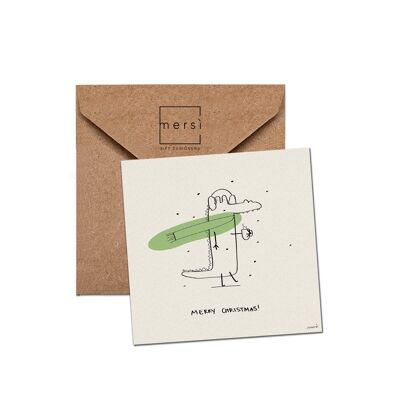 C90 - Tarjeta de felicitación - tarjeta de navidad - cocodrilo con bufanda