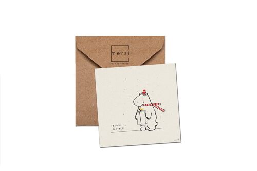 C94 - Cartolina auguri - christmas card - bear scarf