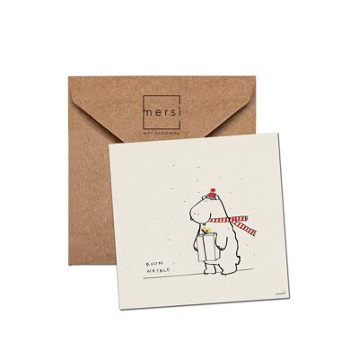 C94 - Greeting card - christmas card - bear scarf