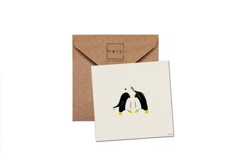 C74 - Carte de voeux - carte de Noël - pingouin gui 1