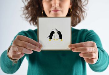 C74 - Carte de voeux - carte de Noël - pingouin gui 2