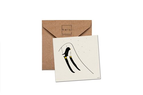 C76 - Cartolina auguri - christmas card - skii penguin