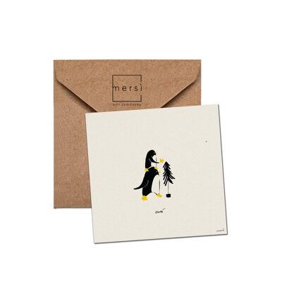 C75 - Carte de voeux - carte de noël - pingouin