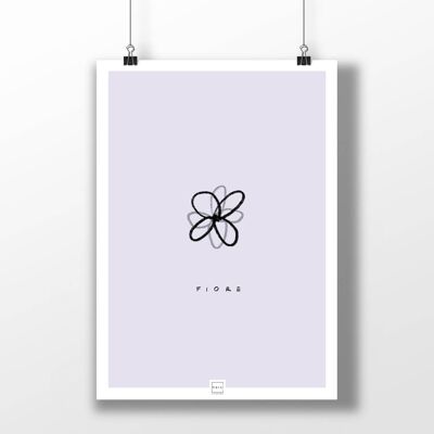 Póster A3 - flor lila - flor